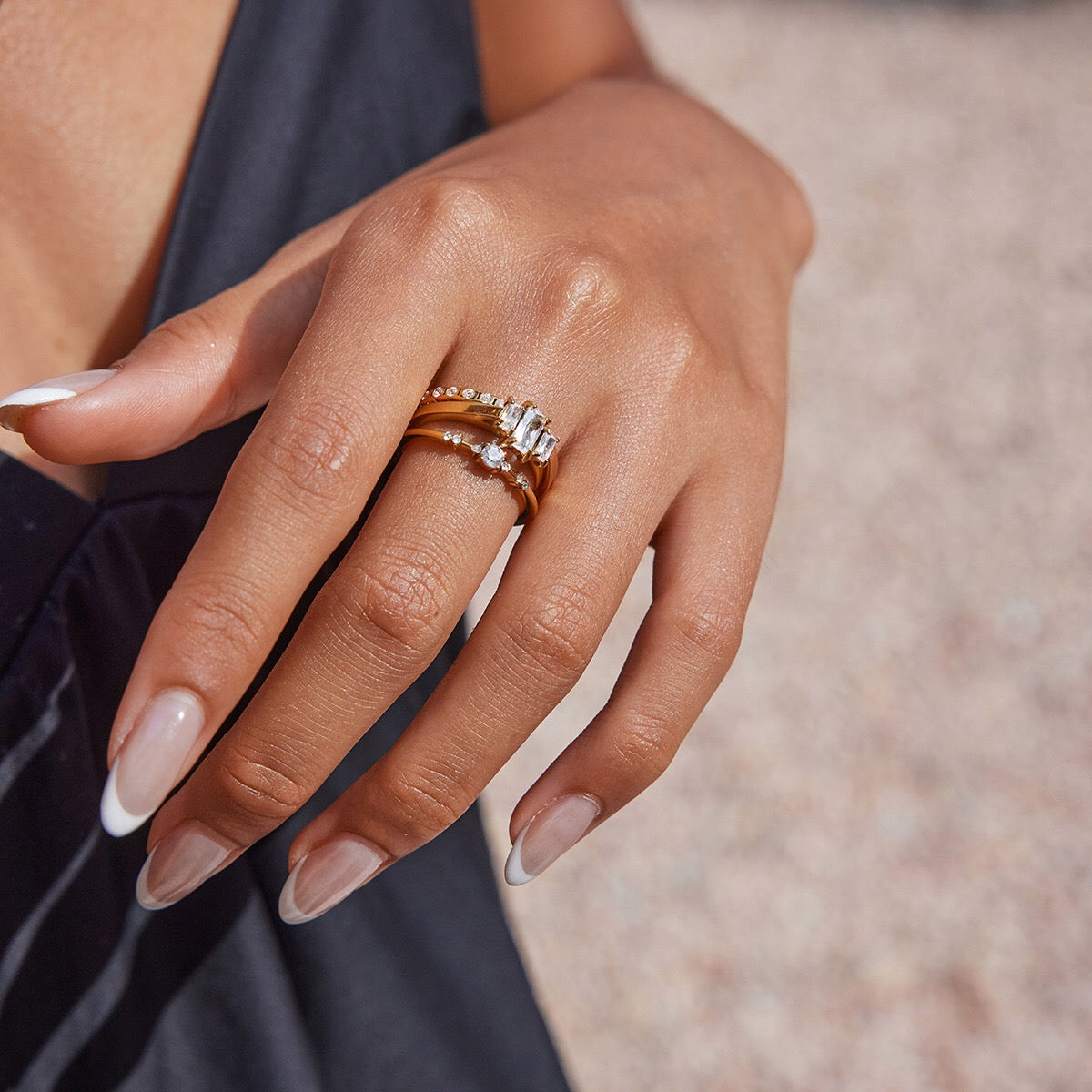 18K Gold Minimalist Luxury Slim Stacking Rings