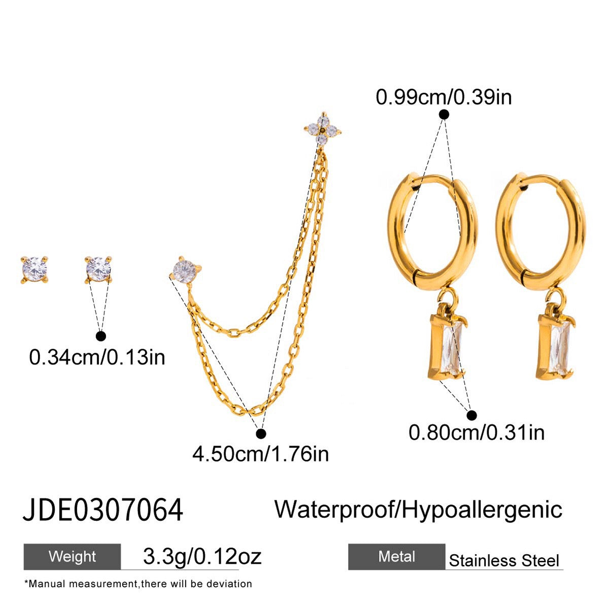 18K Gold Soft Kiss Dainty Huggie Cartilage Earrings Set