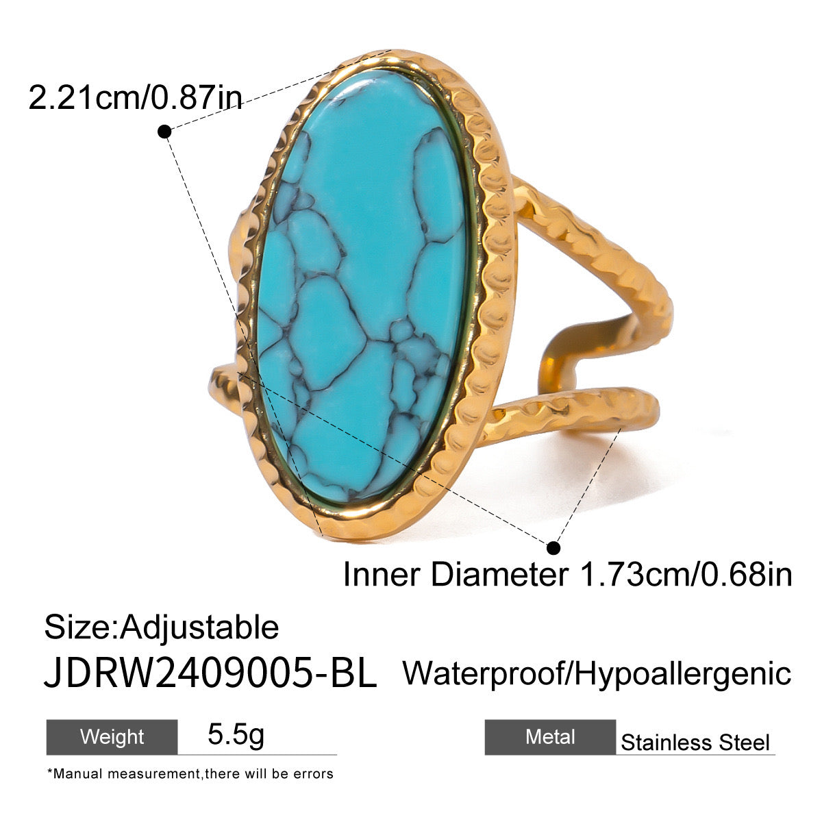 18K Gold Old Money Oval Gemstone Statement Ring