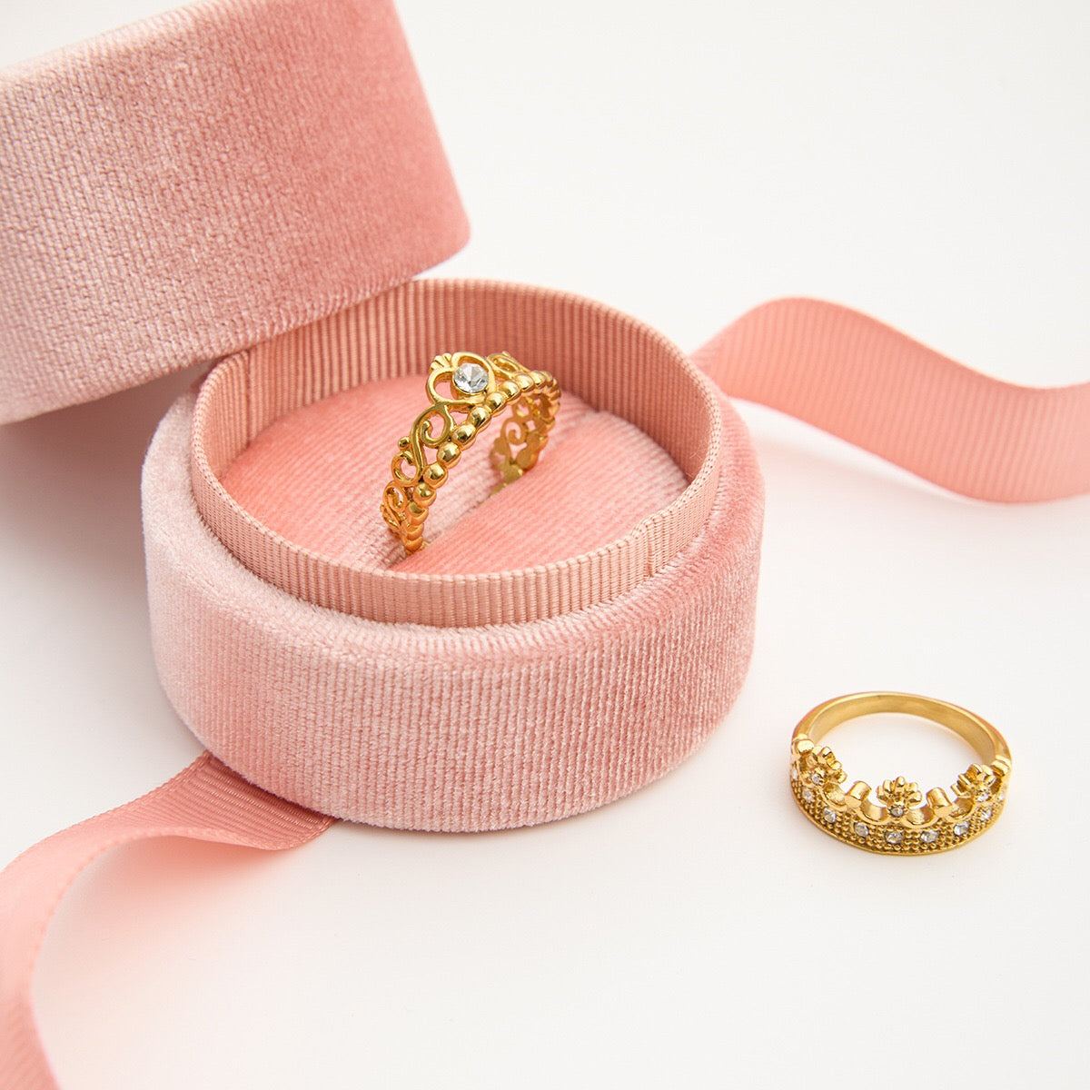 18K Gold Princess Tiara Statement Ring