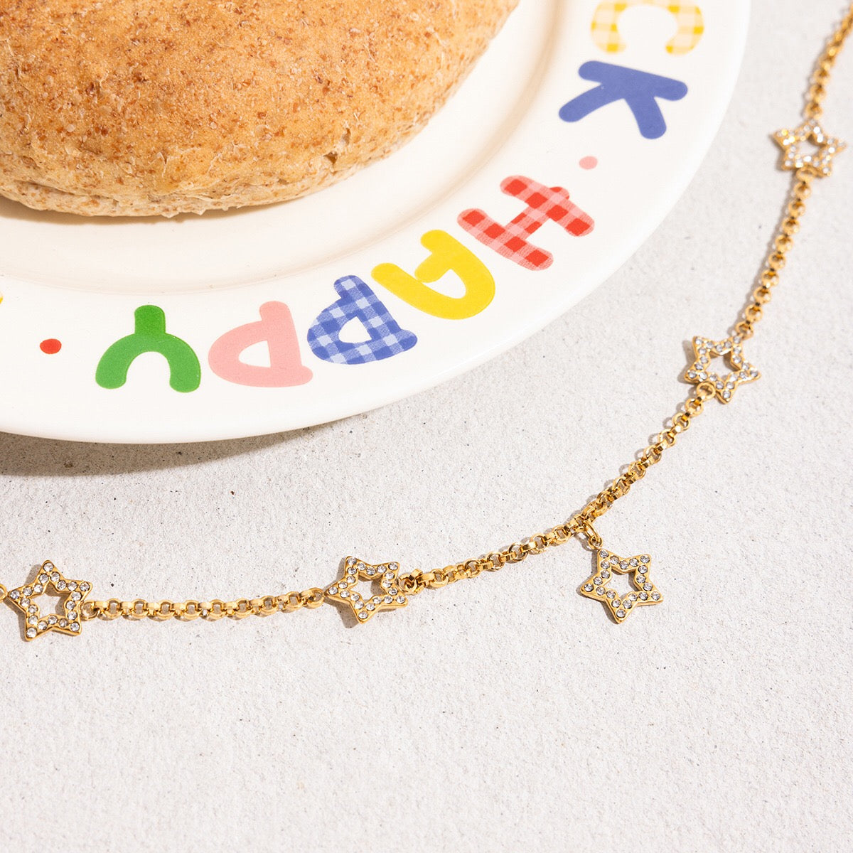 18K Gold Bling Star Chain Statement Necklace