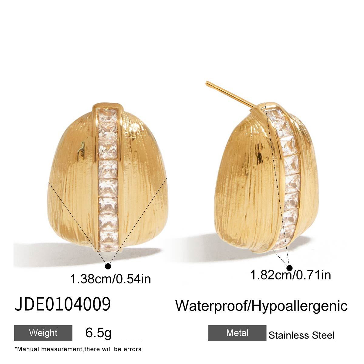 18K Gold Bling Coffee Bean Statement Stud Earrings