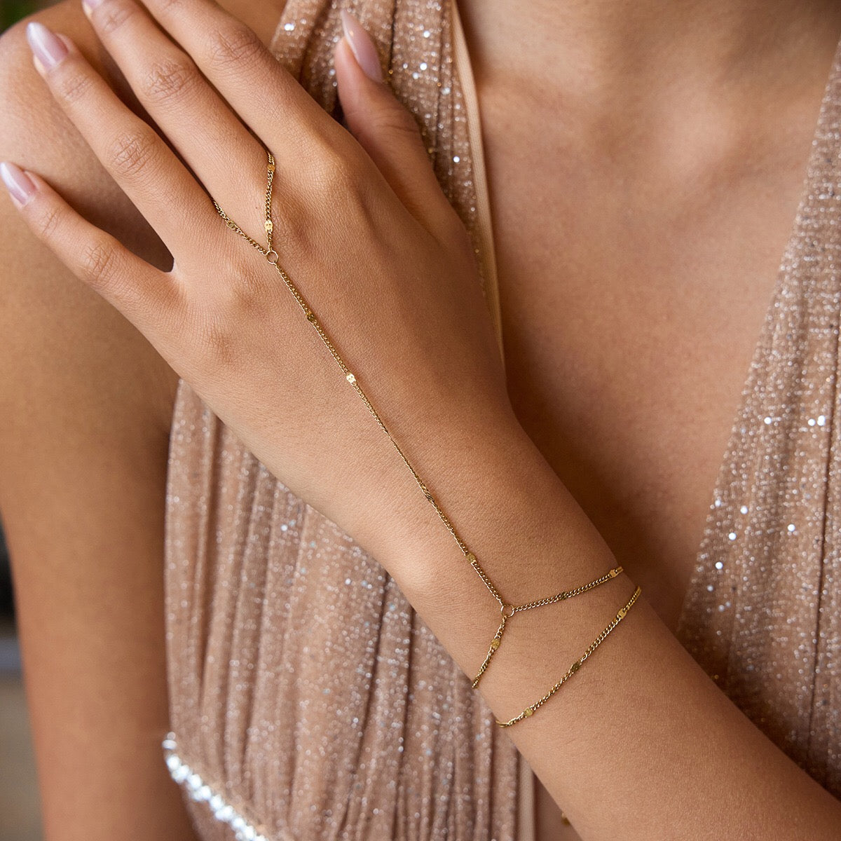 18K Gold Waterproof Chic Hand Chain Bracelet