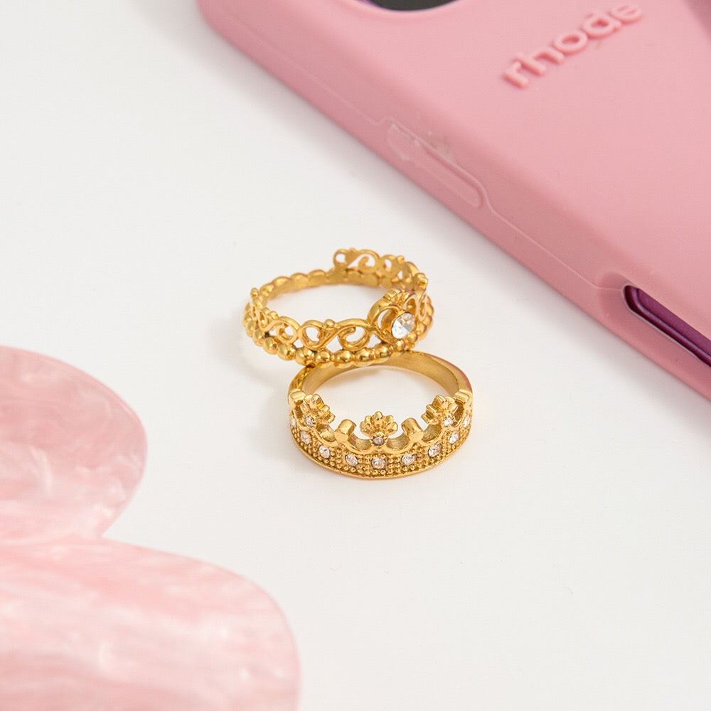 18K Gold Princess Tiara Statement Ring