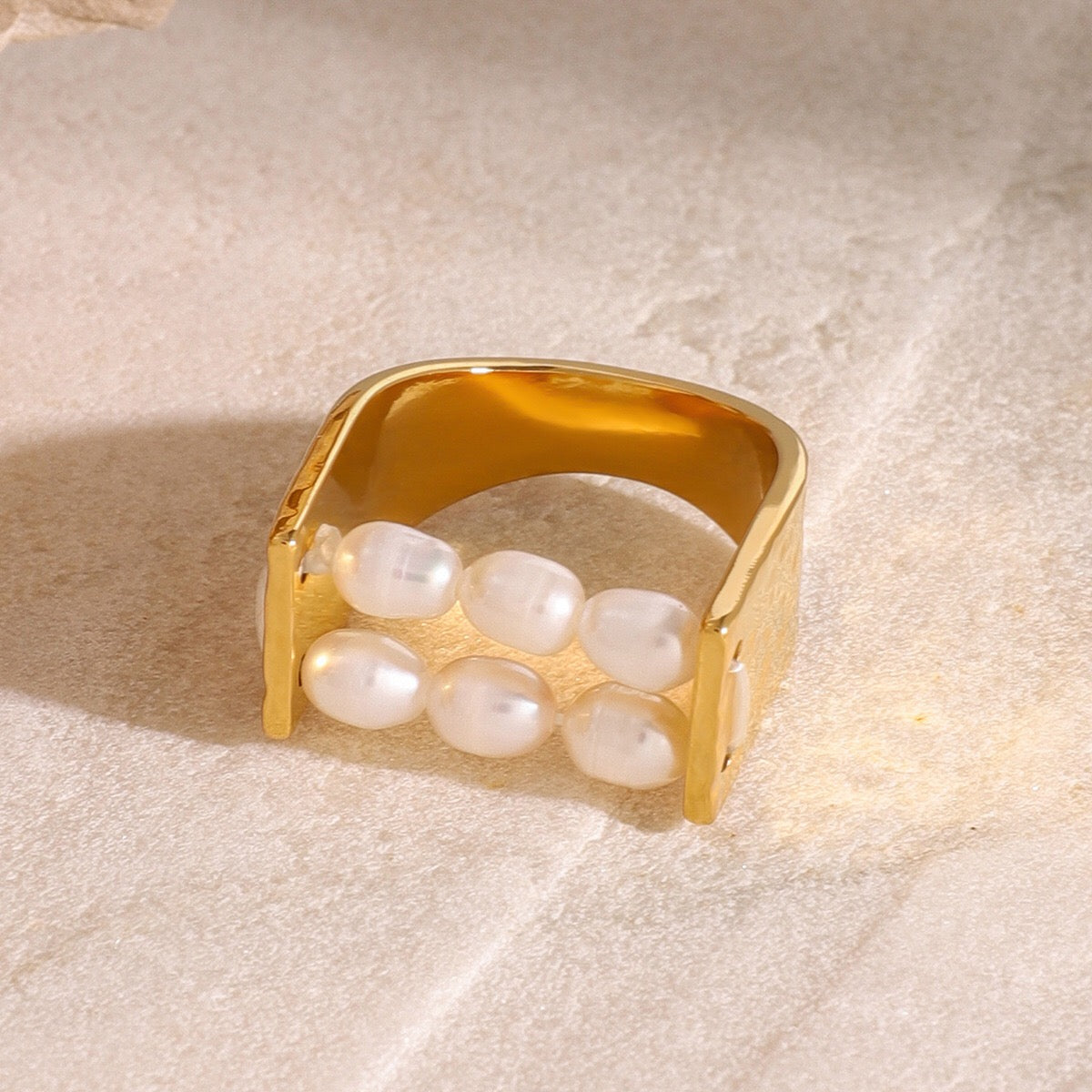 18K Gold Endless Muse Beaded Pearl Statement Ring