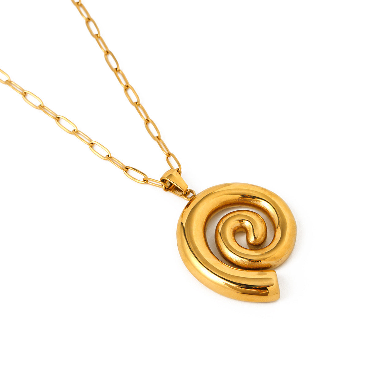 18K Gold Ocean Swirl Pendant Necklace