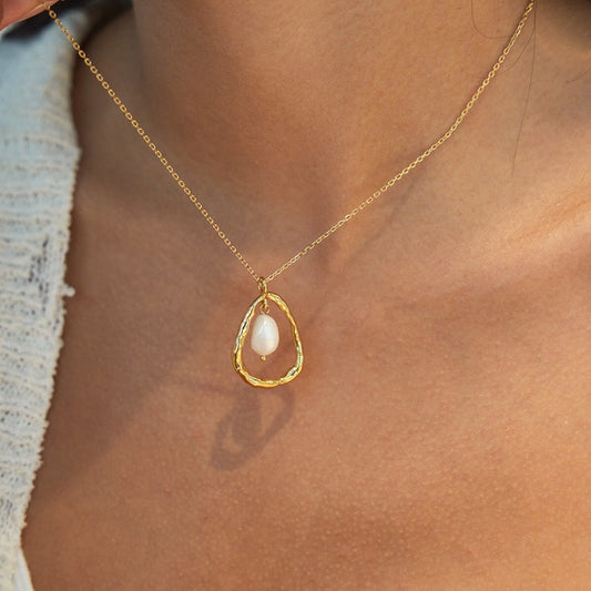 18K Gold Pearl Whisper Dainty Pendant Necklace