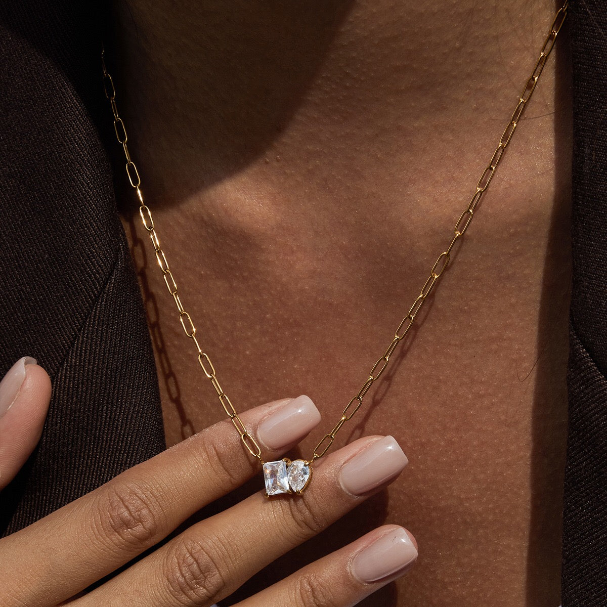 18K Gold Perfect Match Pendant Rope Chain Necklace Set