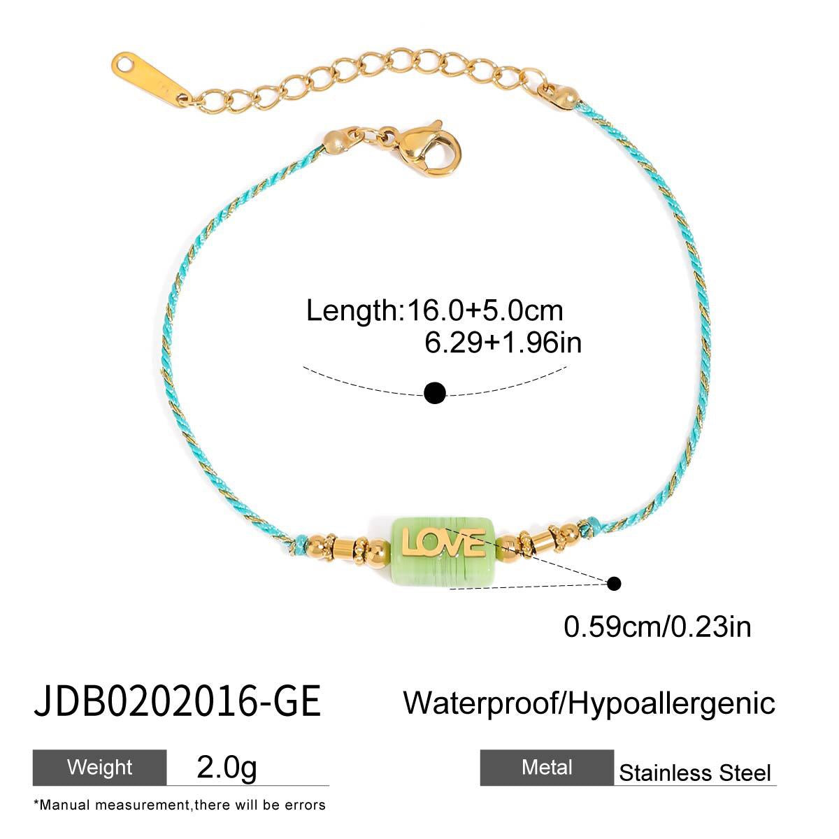 18K Gold Pastel Color Love Summer String Bracelet