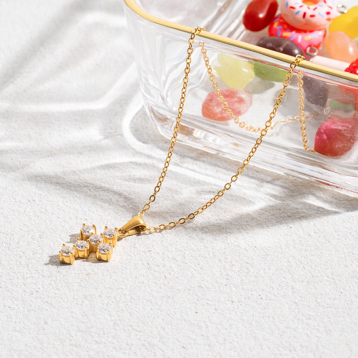 18K Gold Faith Minimalist Bling Cross Pendant Necklace