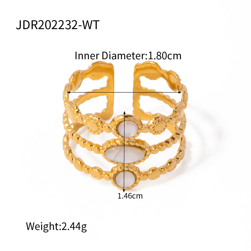 18K Gold Vintage Inspired Natural Stone Ring