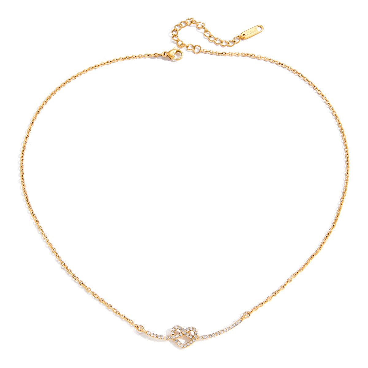 18K Gold Heart Knot Bling Dainty Pendant Necklace