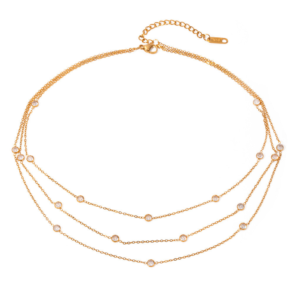 18K Gold Star Sprinkle Chain Layered Necklace Choker