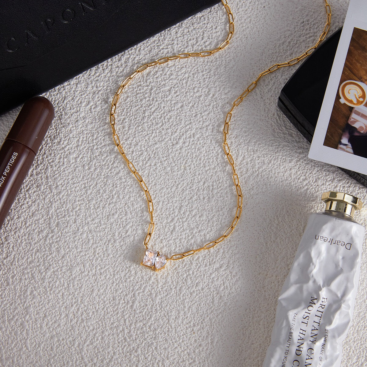 18K Gold Perfect Match Pendant Rope Chain Necklace Set