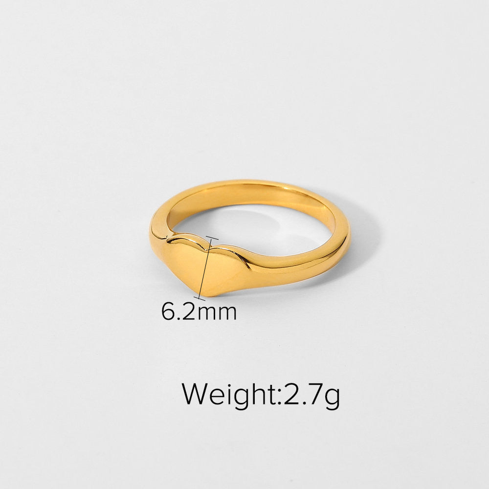 18K Gold Minimalist Heart Signet Ring