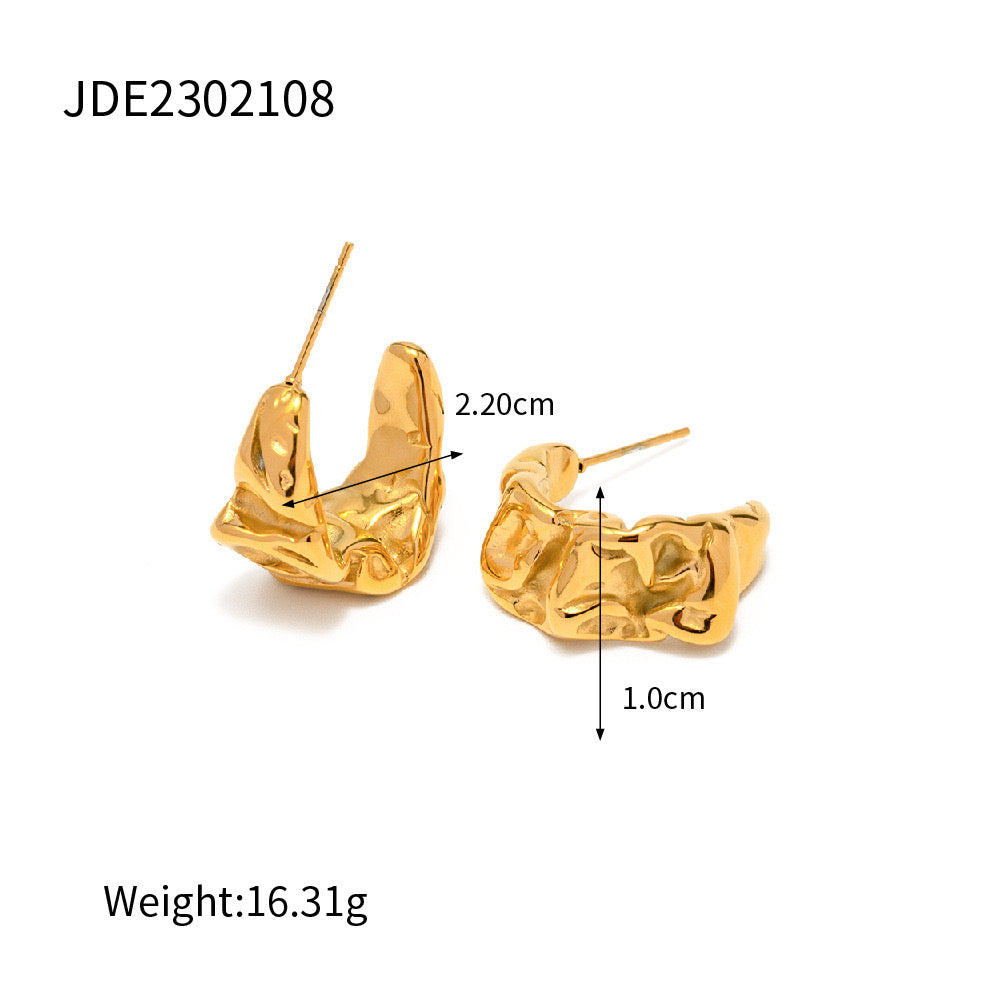 18K Gold Chic Design Small Hoop Huggie Earrings