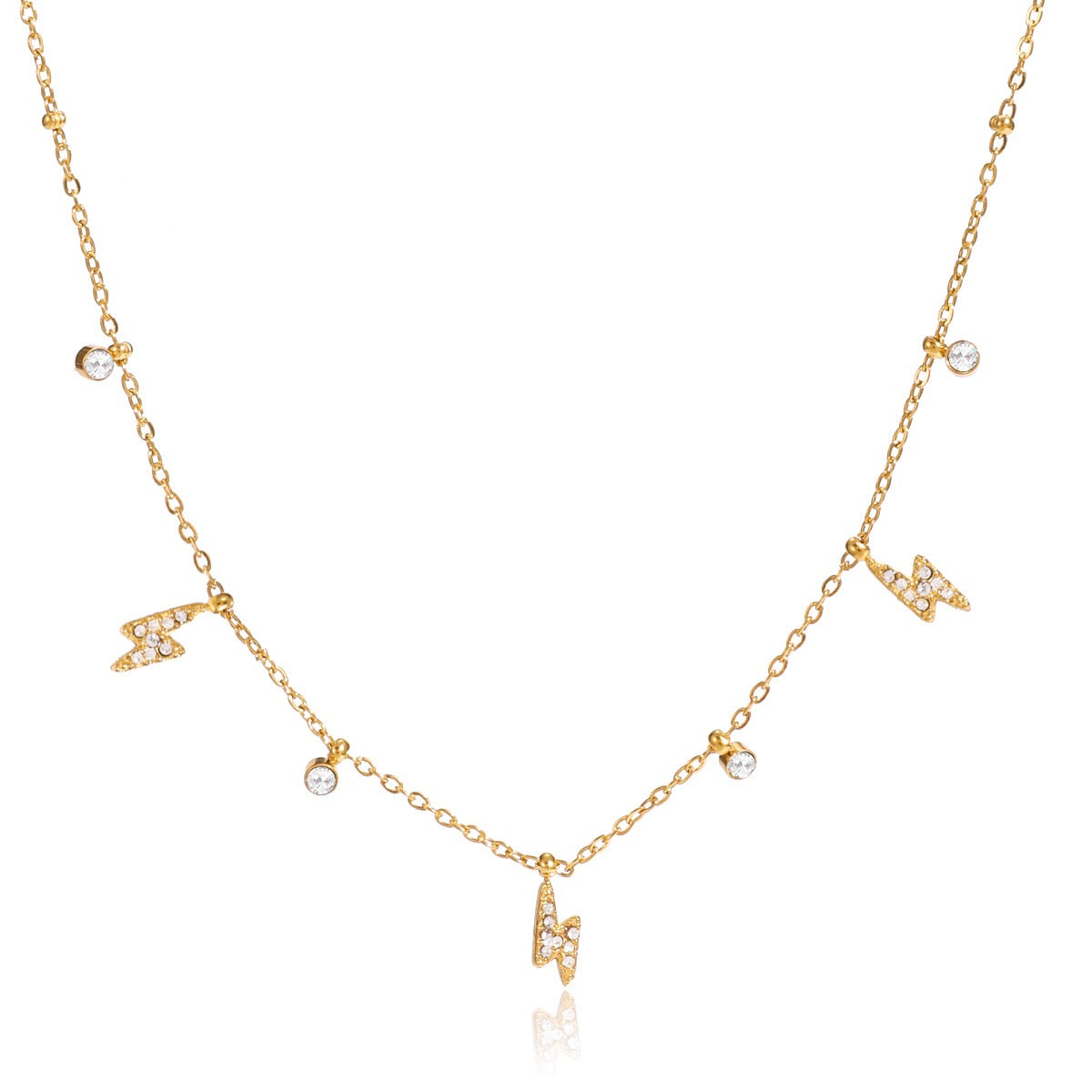 18K Gold Tempting Shimmer Heart Star Dainty Chain Necklace