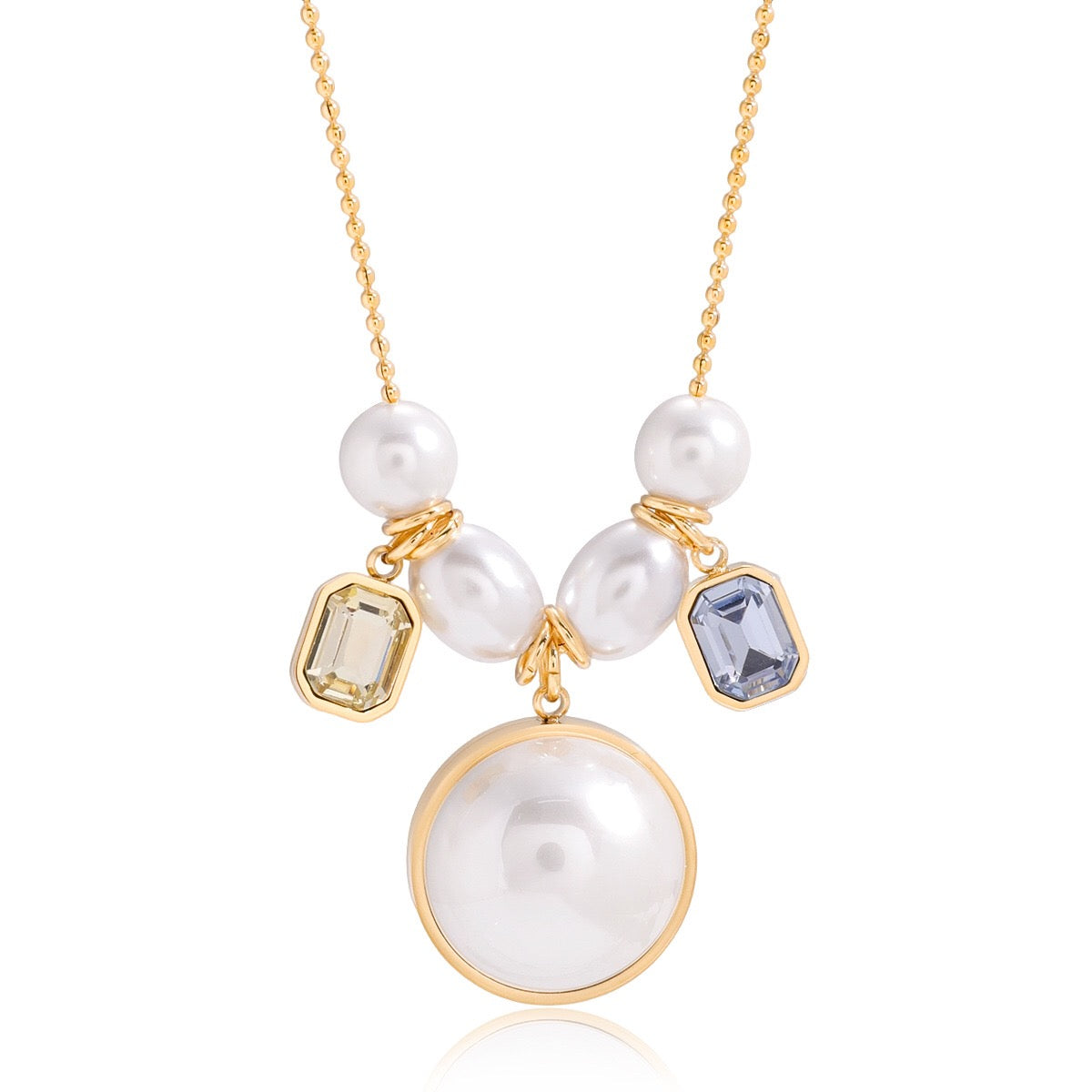 18K Gold Soft Harmony Pearl Charm Statement Necklace