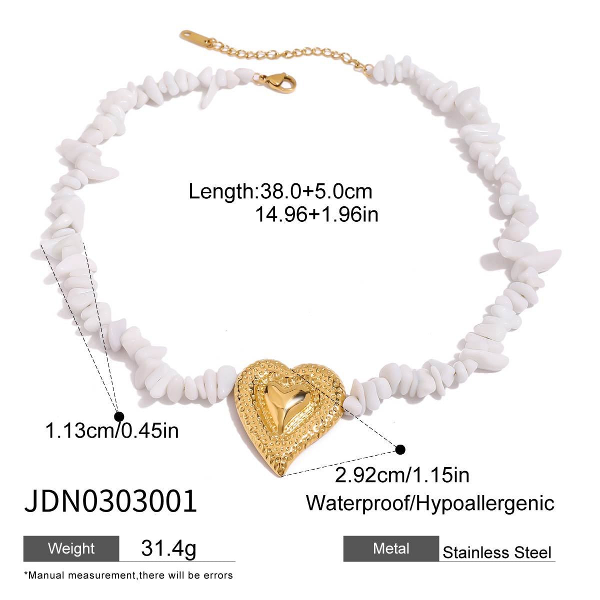 18K Gold Heart Pendant Puka Shell Statement Choker Necklace