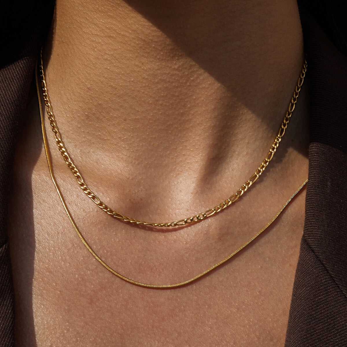 18K Gold Perfect Match Pendant Rope Chain Necklace Set