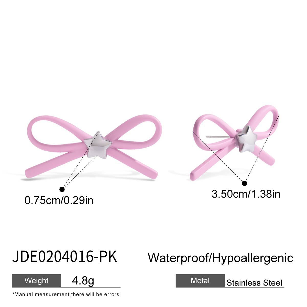 Pink Bow Cute Stud Silver Earrings
