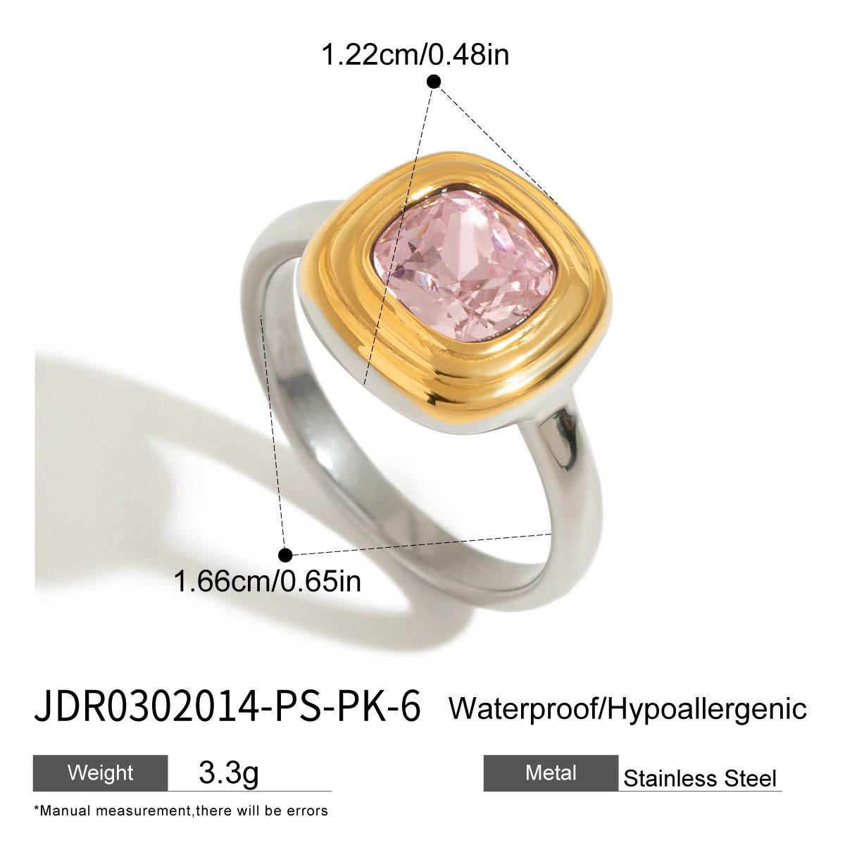18K Gold Pink Princess Statement Stacking Rings