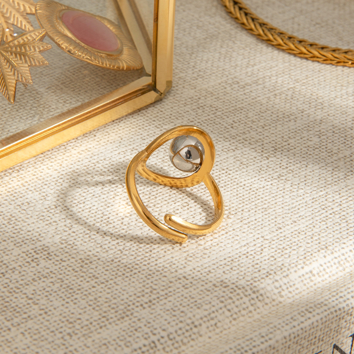 18K Gold and Silver Two Tone Comfort Zone Statement Ring