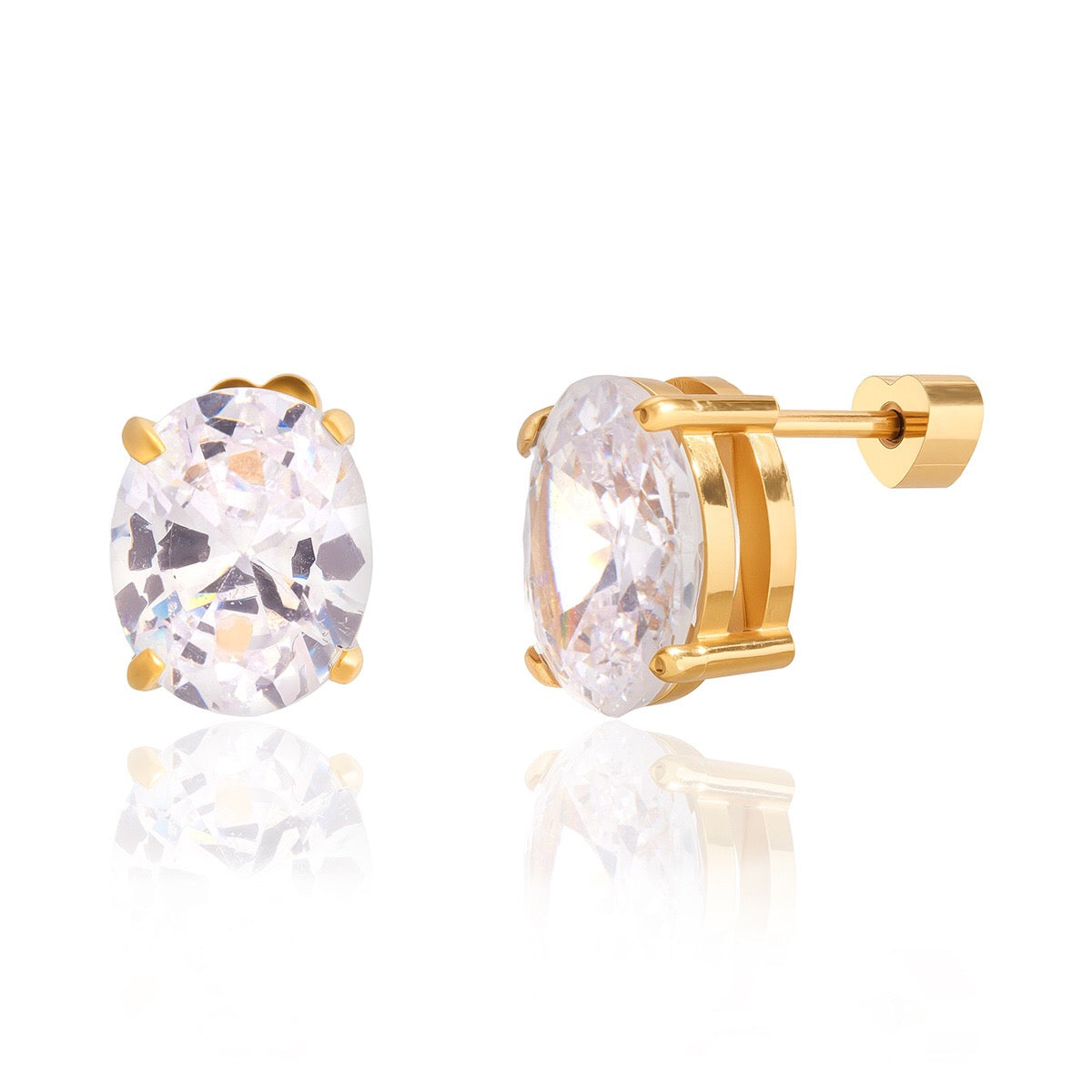 18K Gold Essential Elegance Flat Back Stud Earrings