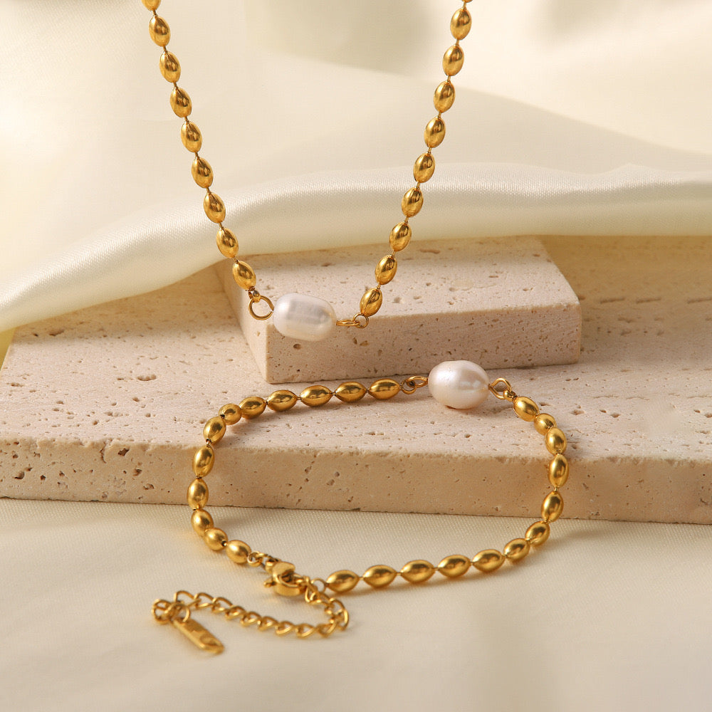 18K Gold Pearl Beaded Bracelet
