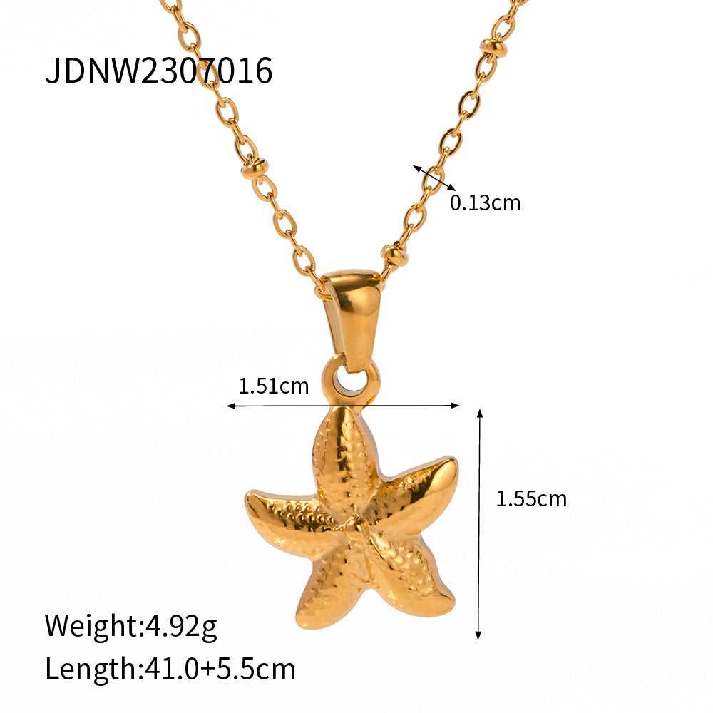 18K Gold Starfish Pendant Necklace