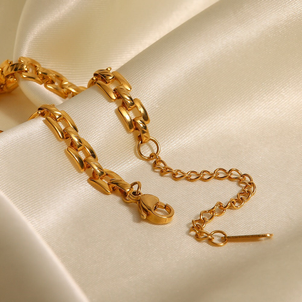 18K Gold Slim Watch Band Choker Chain Necklace