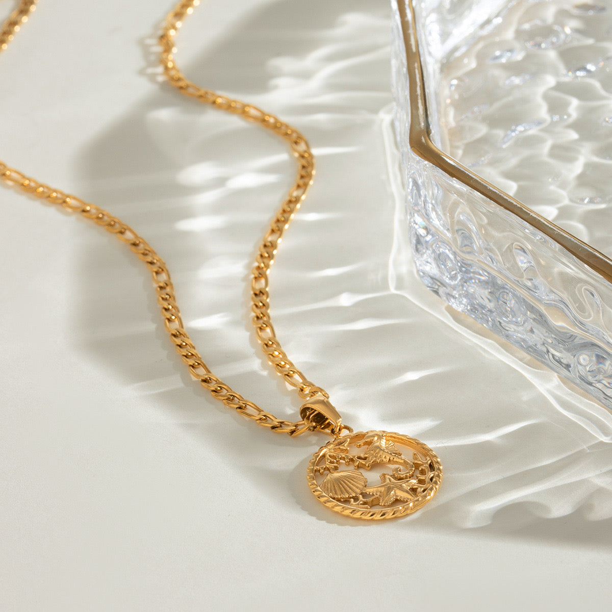 18K Gold Ocean Mythology Pendant Necklace
