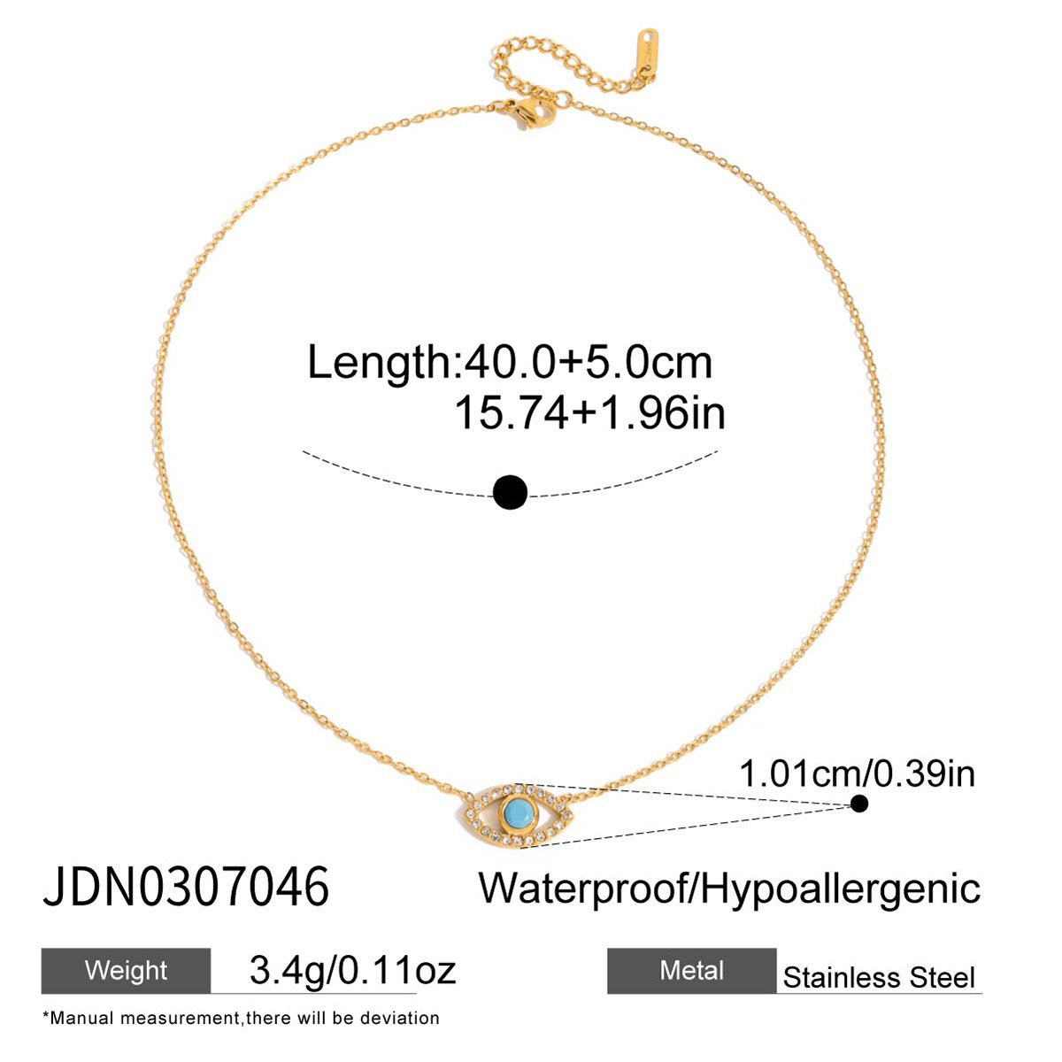 18K Gold Evil Eye Dainty Pendant Turquoise Necklace