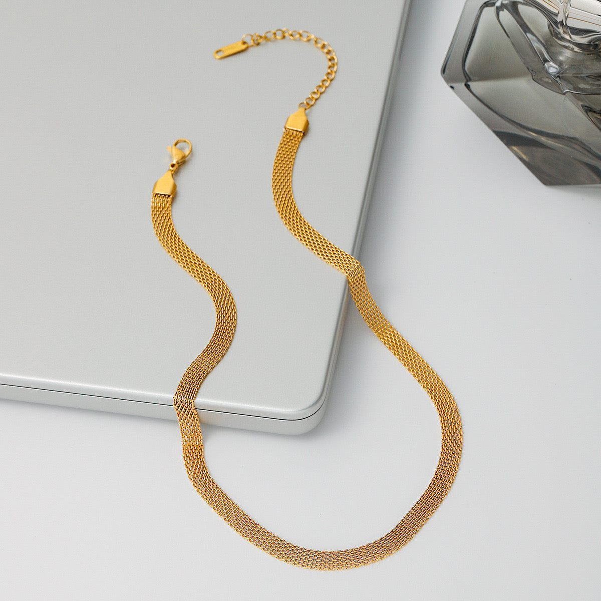 18K Gold Chic Watch Band Chain Choker Necklace