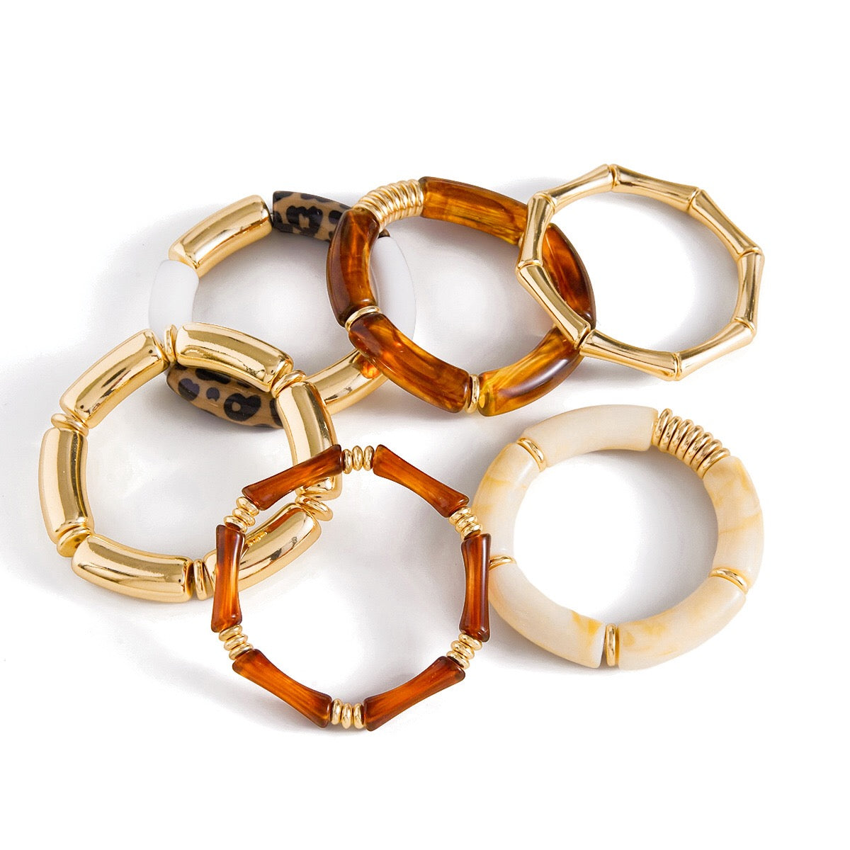 18K Gold Caramel Crush Statement Resin Bangle Bracelet Stacks