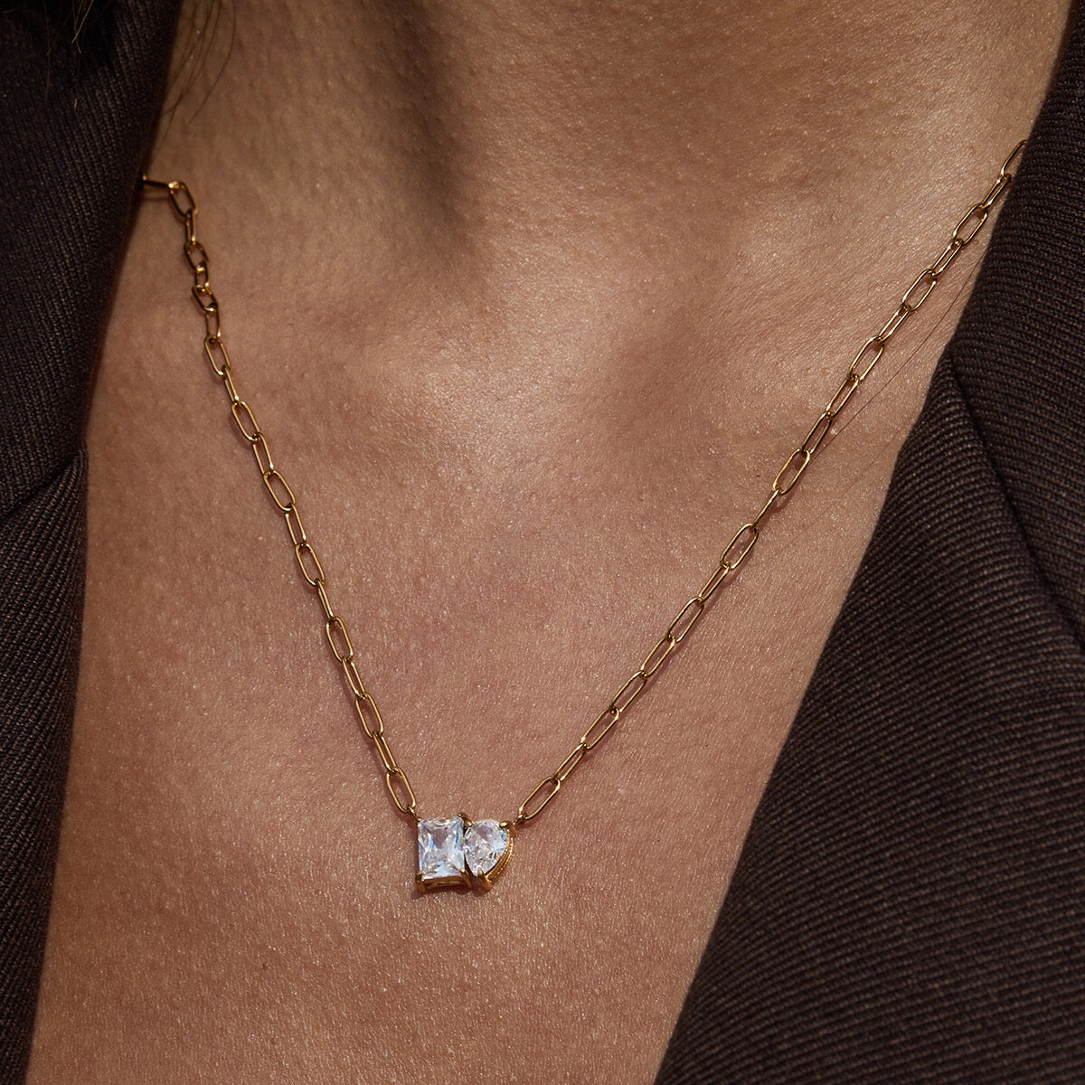18K Gold Perfect Match Pendant Rope Chain Necklace Set