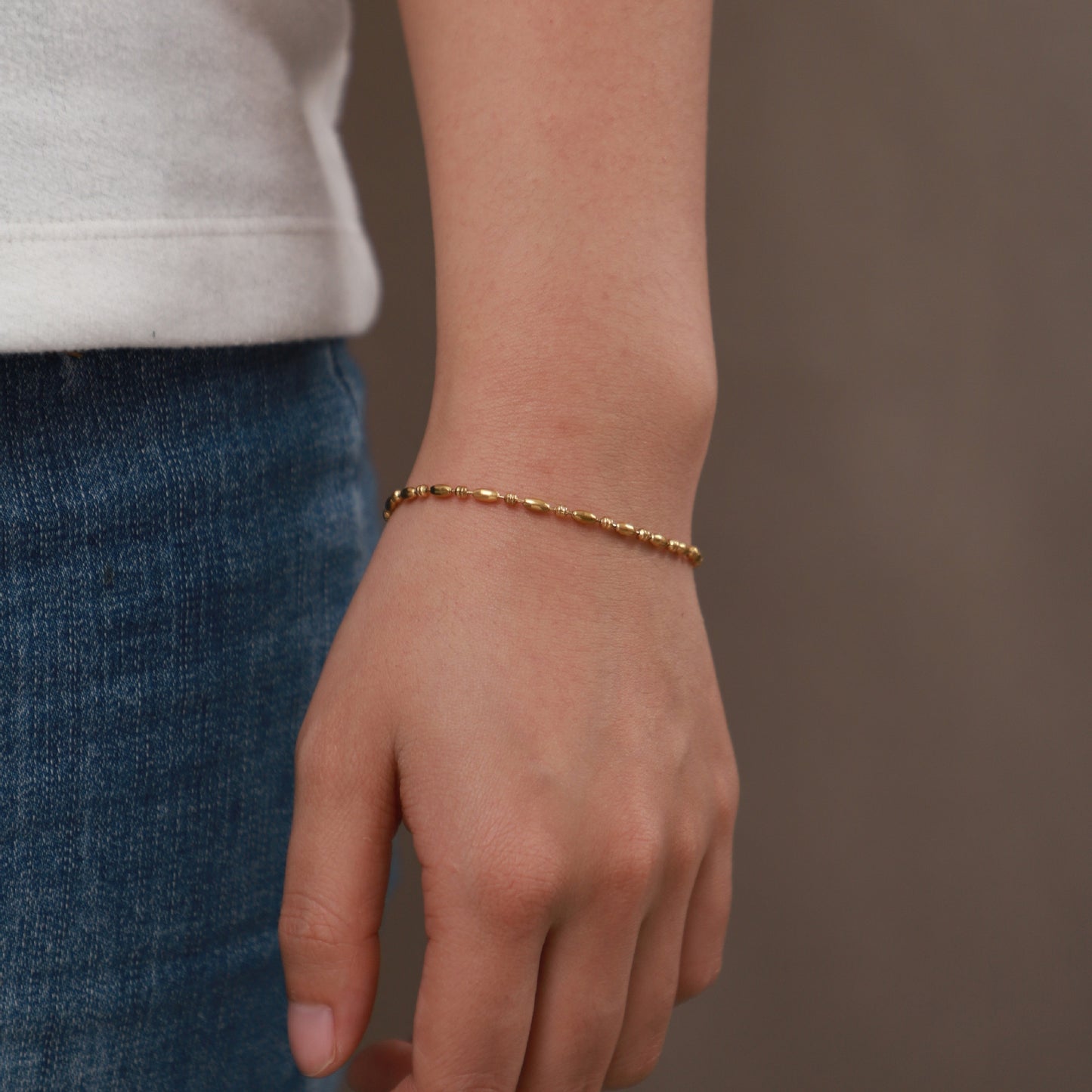 18K Gold Minimalist Beaded Bracelet