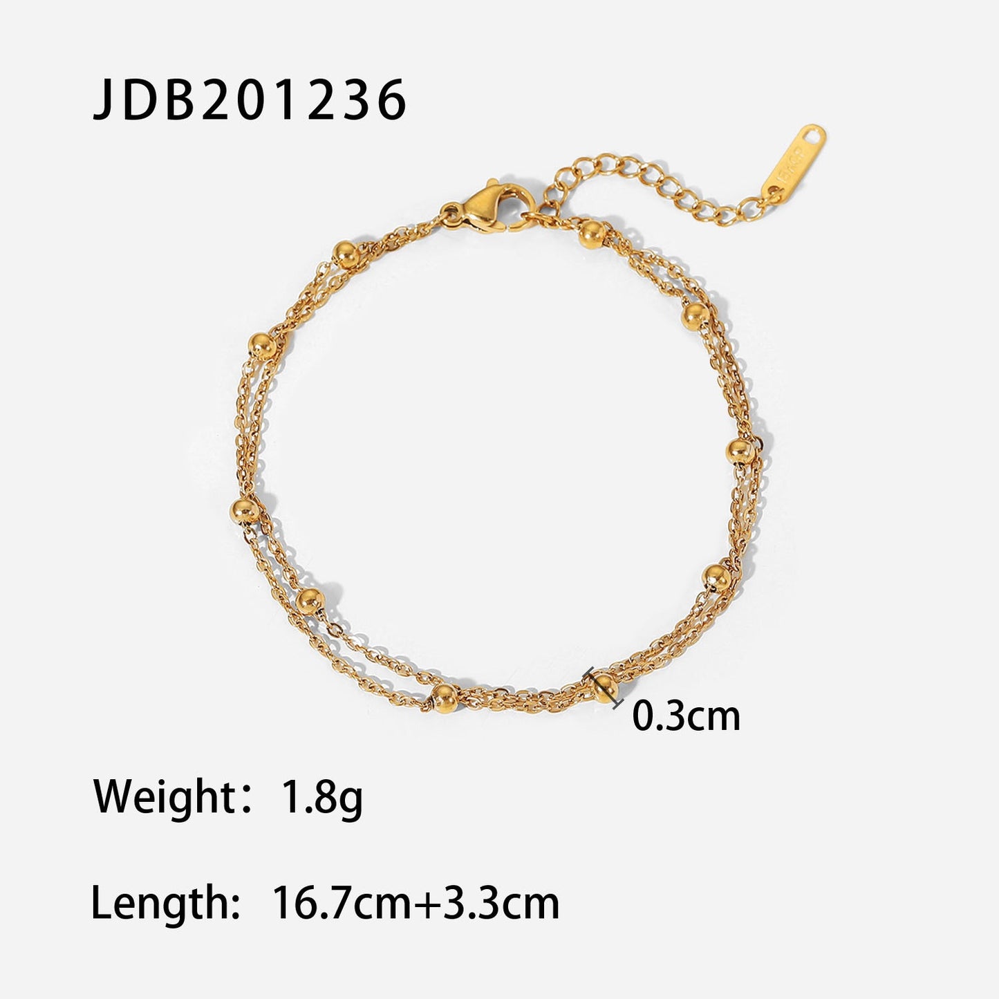 18K Gold Beaded Chain Bracelet