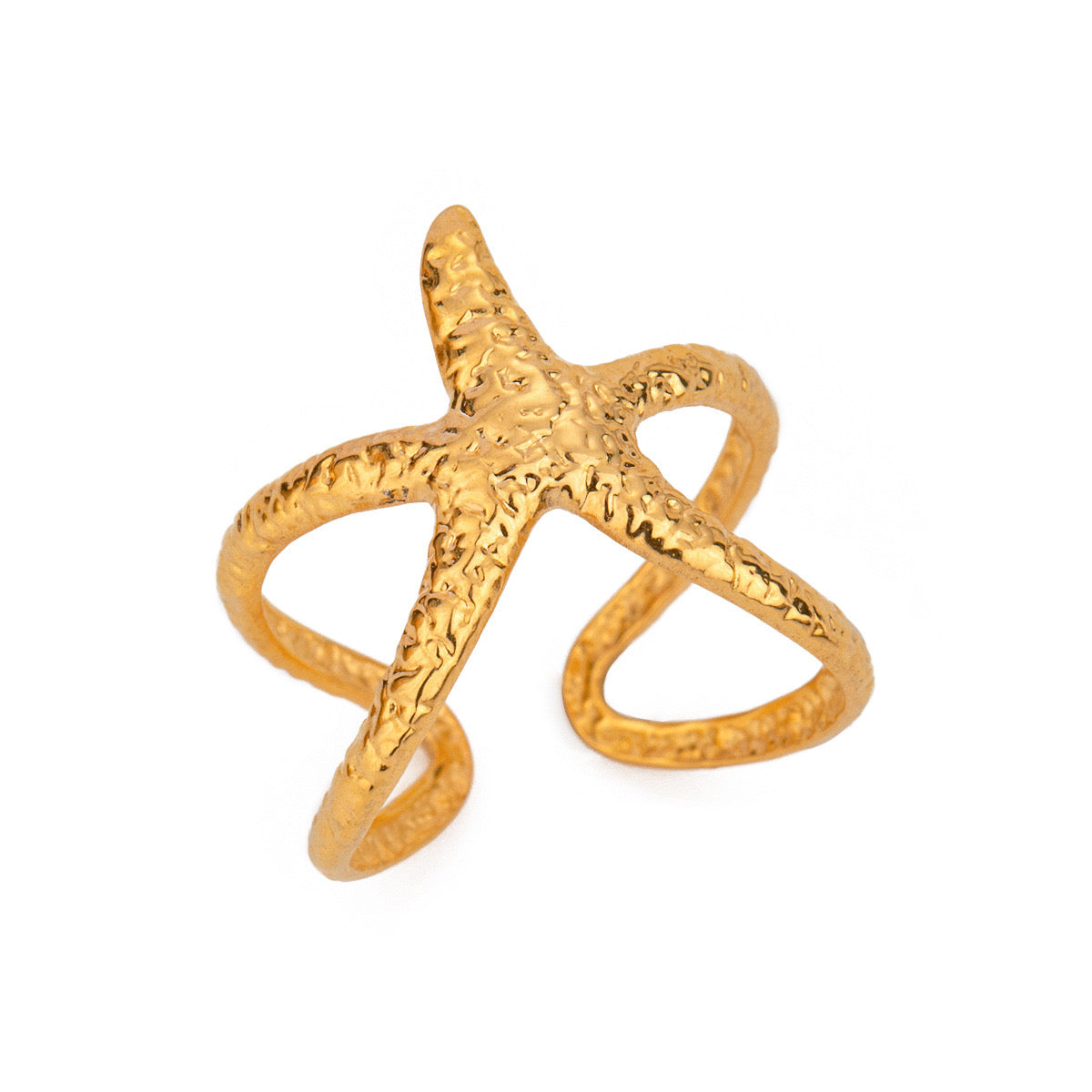 18K Gold Starfish Cuff Ring