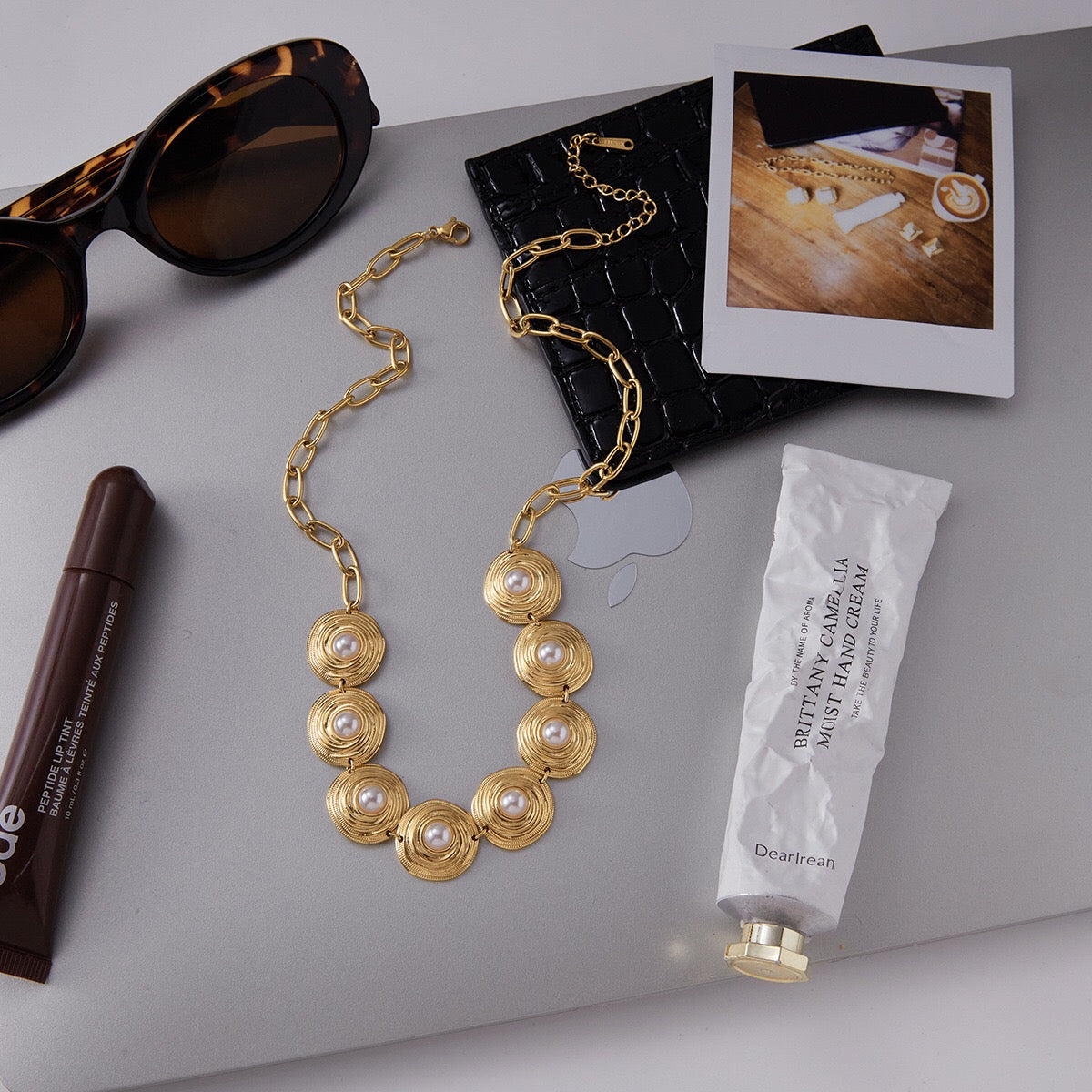 18K Gold Modern Goddess Pearl Chunky Statement Necklace