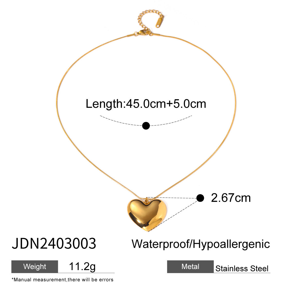 18K Gold Heart Plate Pendant Necklace