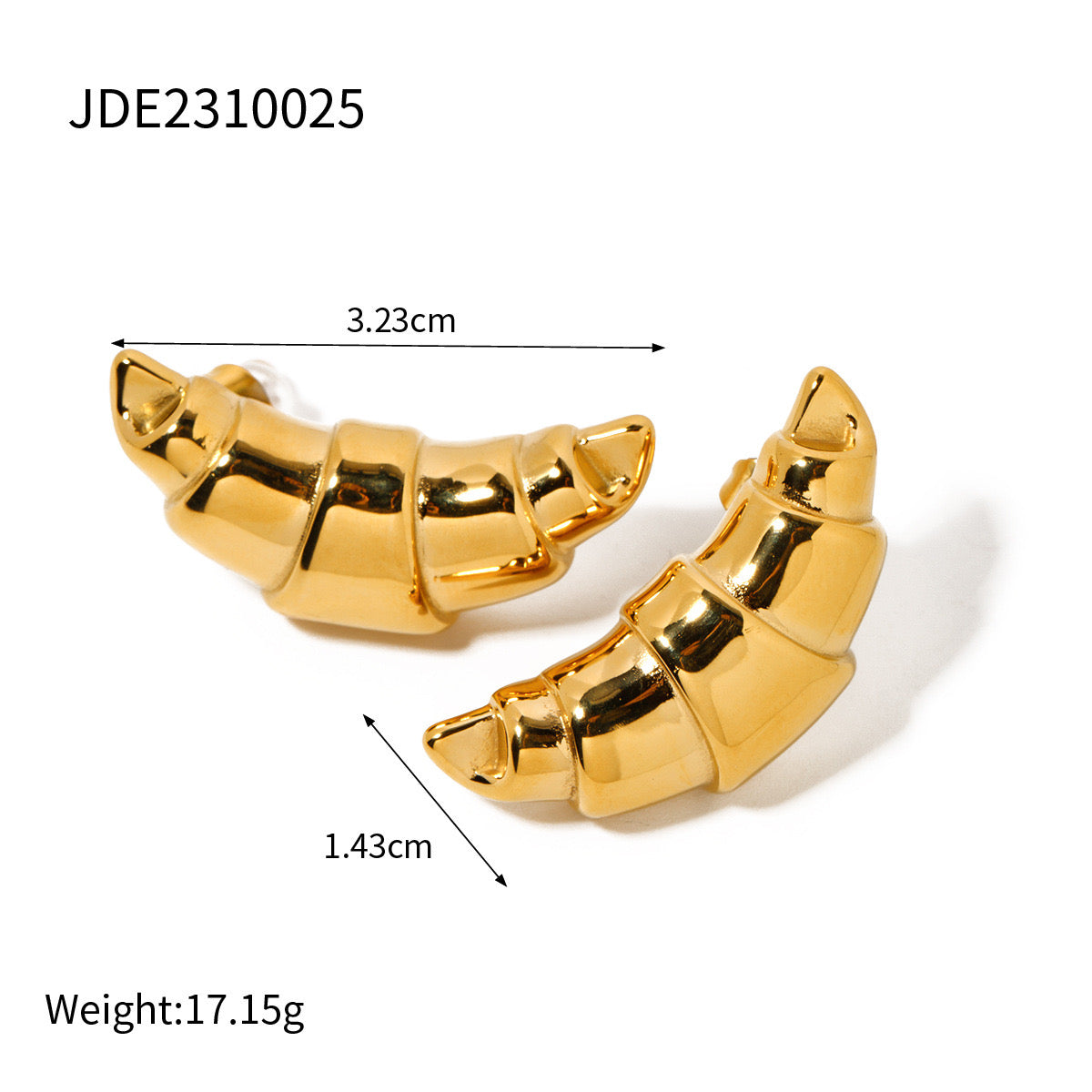 18K Gold Croissant Statement Stud Earrings