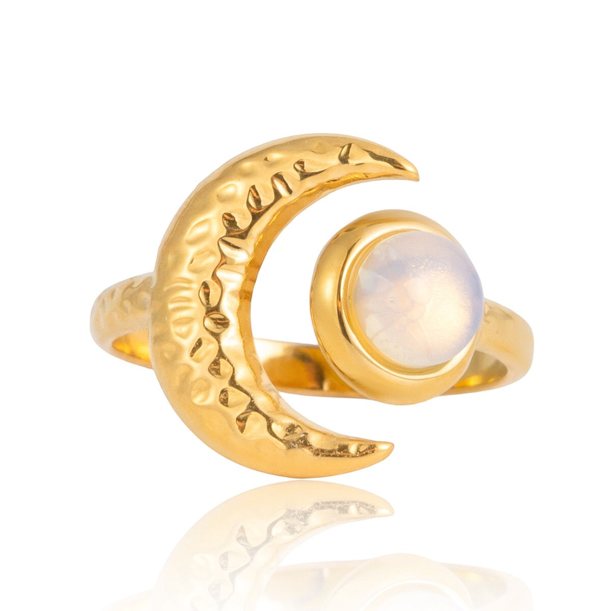 18K Gold Celestial Affair Sun and Moon Opal Statement Ring