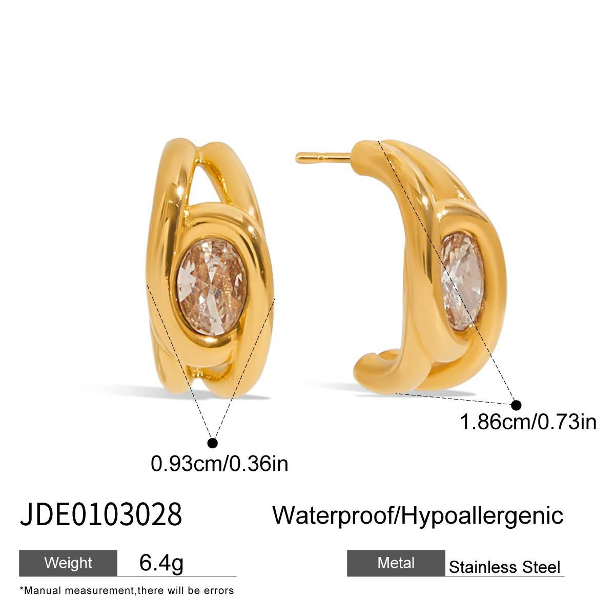 18K Gold Bling Statement Huggie Earrings Ear Cuff Set