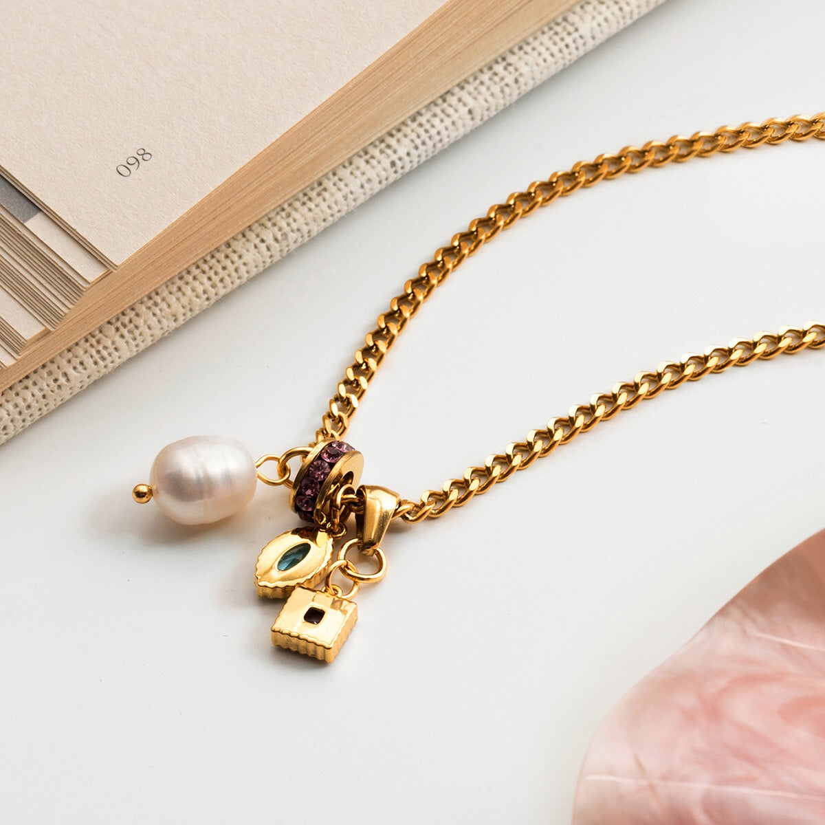 18K Gold Color Twinkle Dainty Charm Layered Tennis Necklace Set