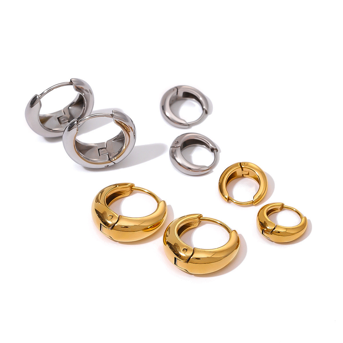 18K Gold Classic Dome Small Hoop Huggie Earrings