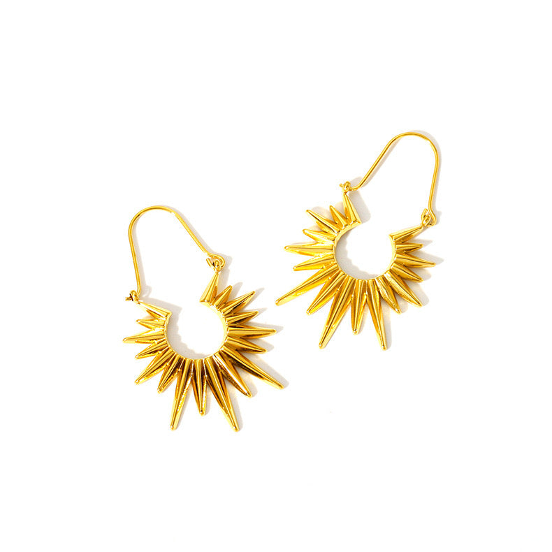 18K Gold Glowing Sun Dangle Earrings