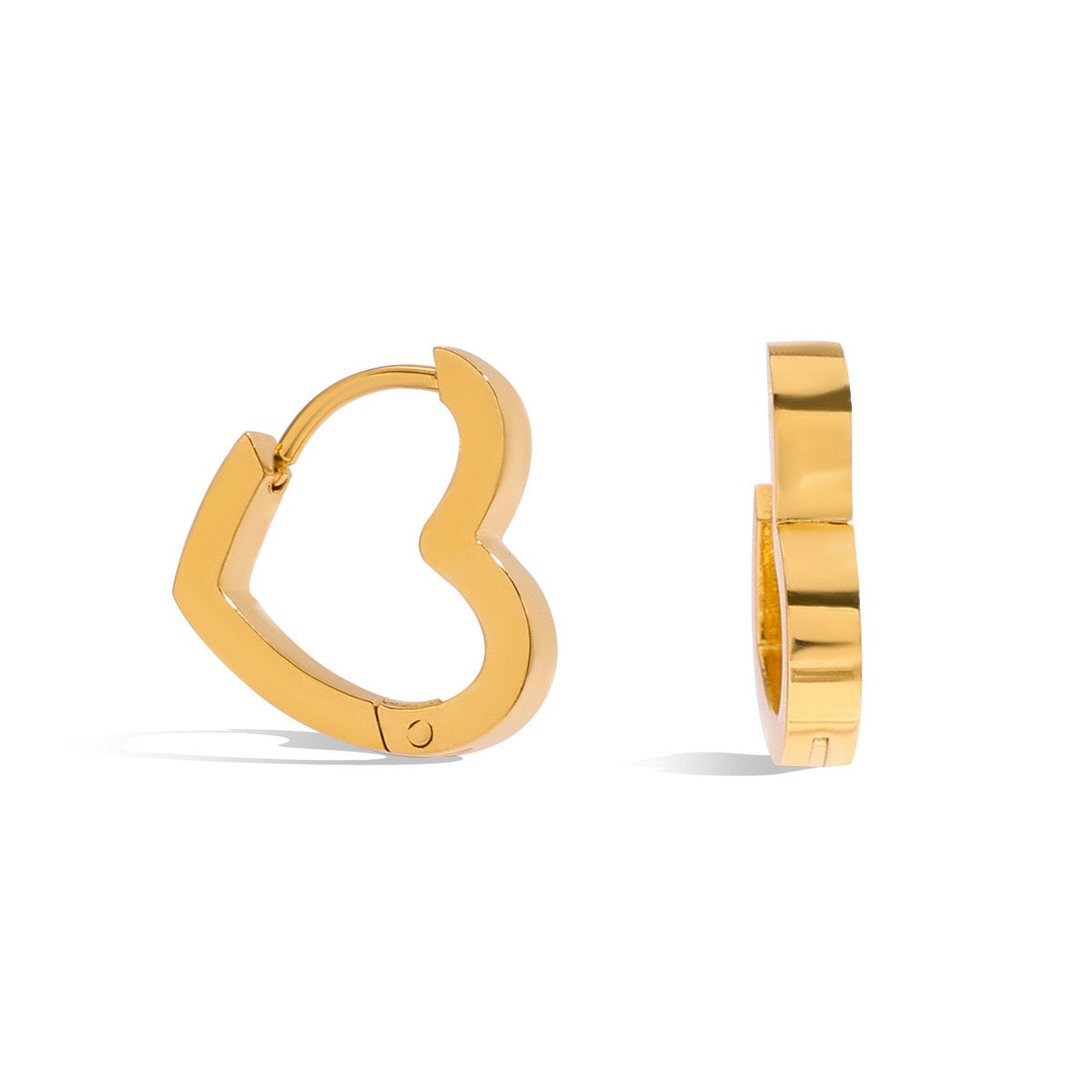 18K Gold Sweetheart Star Heart Small Hoop Huggie Earrings