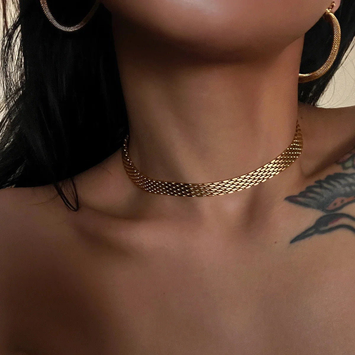 18K Gold Chic Watch Band Chain Choker Necklace