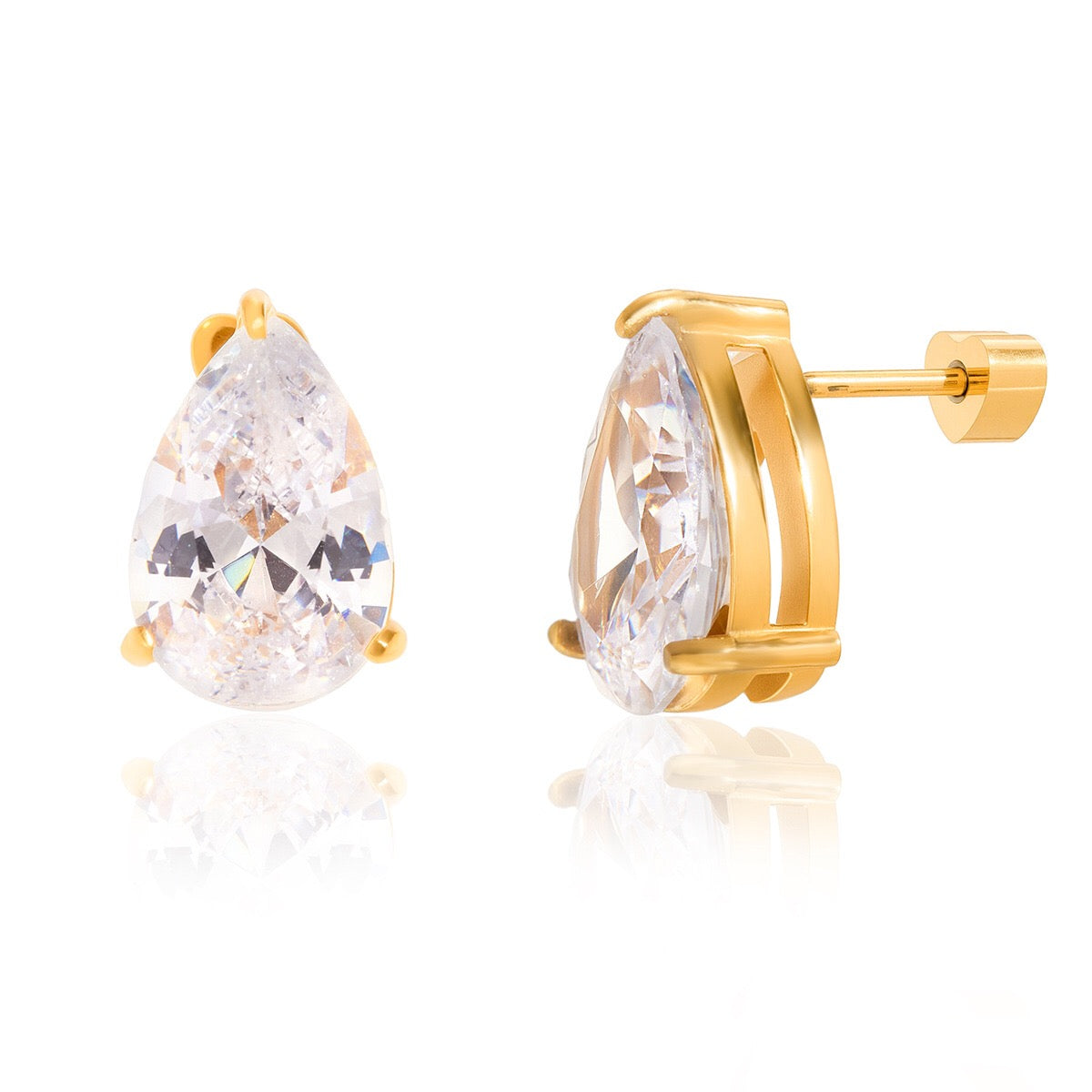 18K Gold Essential Elegance Flat Back Stud Earrings